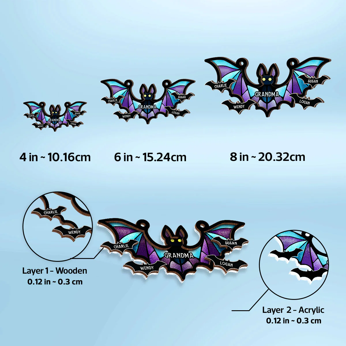 Grandma Spooky Bat Personalized Window Hanging Suncatcher Ornament, Halloween Decor - Image 7