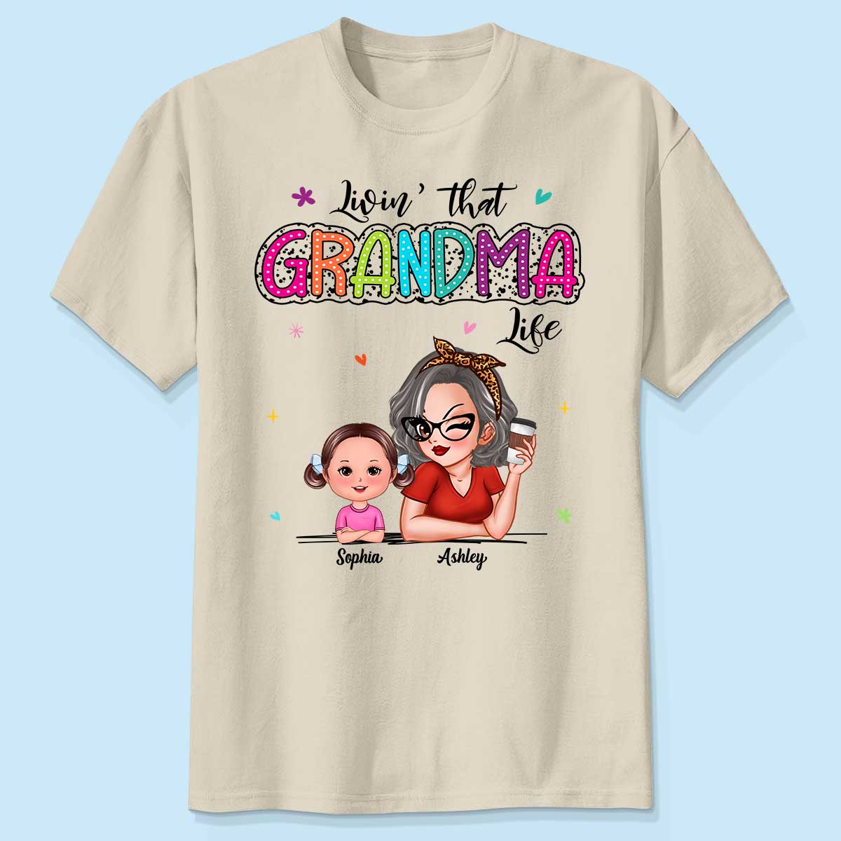 Livin' That Grandma Life Summer Vibe Dalmatian Dots Sassy Woman & Kids Personalized Shirt - Image 2