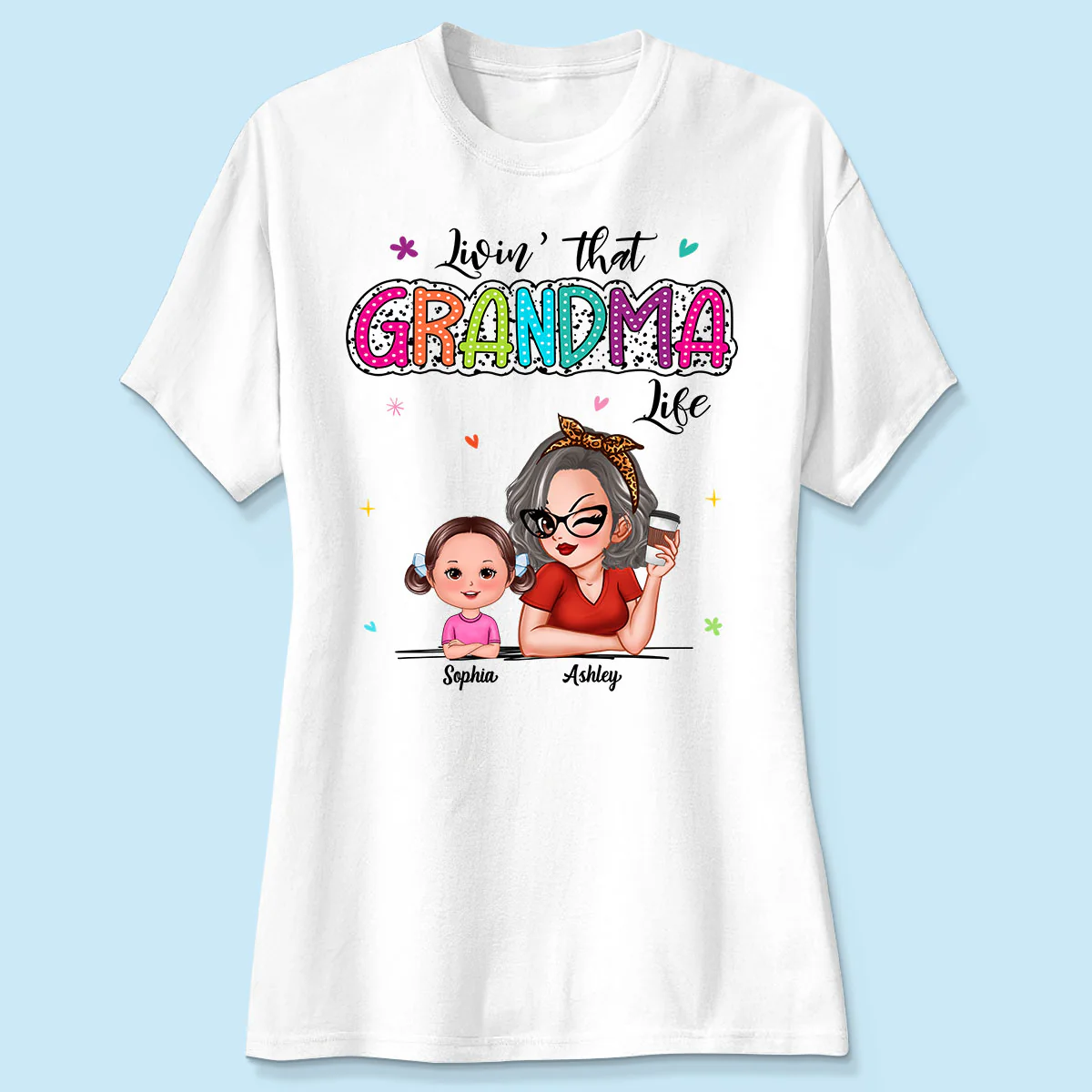 Livin' That Grandma Life Summer Vibe Dalmatian Dots Sassy Woman & Kids Personalized Shirt - Image 5