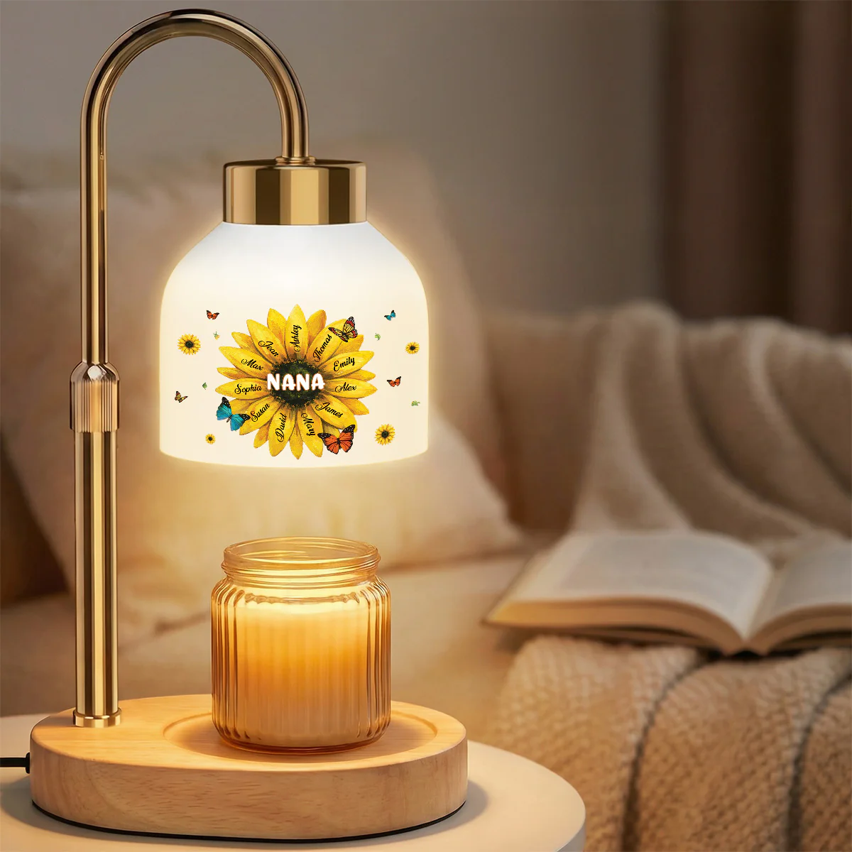 Grandma Sunflower Custom Kids Names - Personalized Candle Warmer Lamp - Gift For Grandma, Mom - Image 2