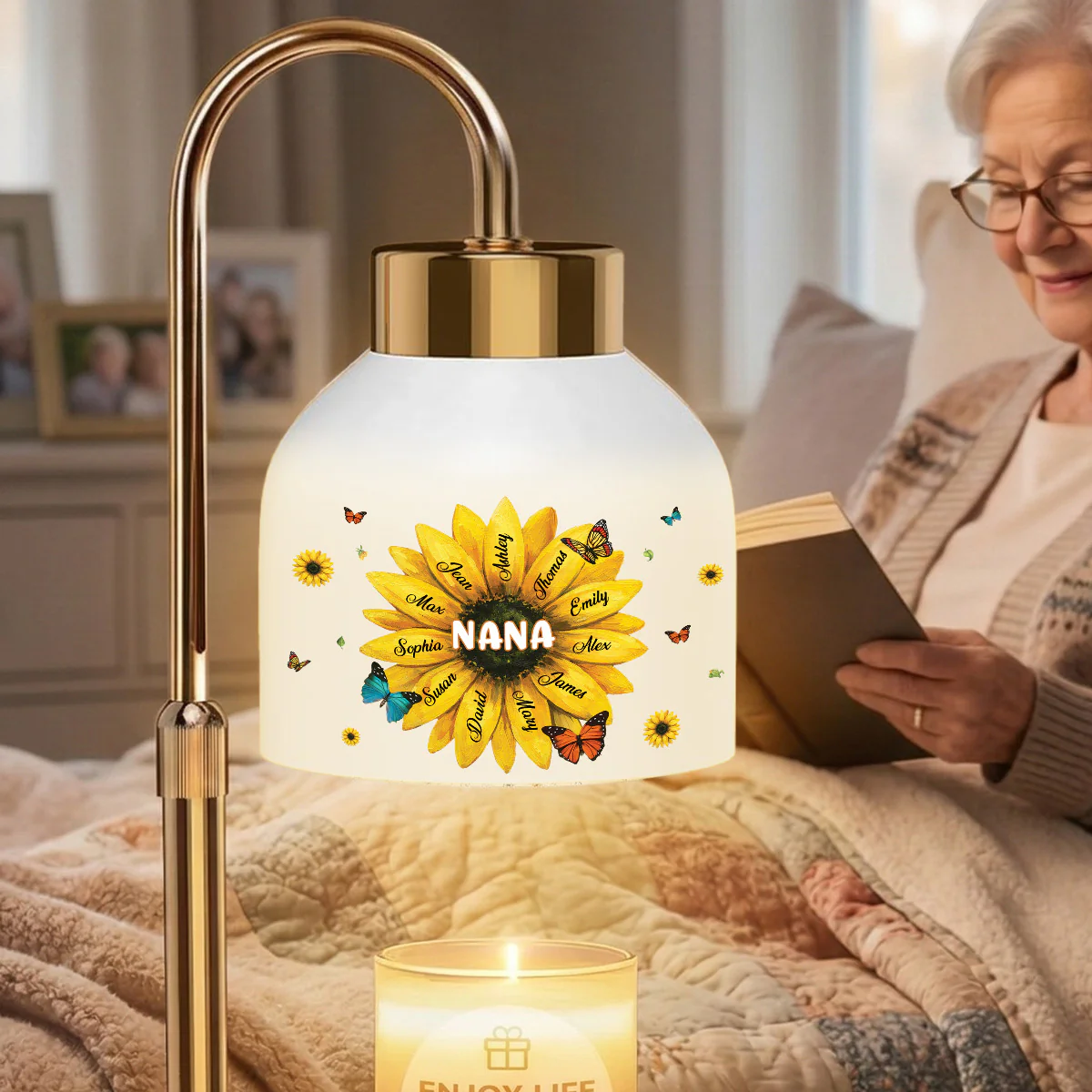 Grandma Sunflower Custom Kids Names - Personalized Candle Warmer Lamp - Gift For Grandma, Mom - Image 3