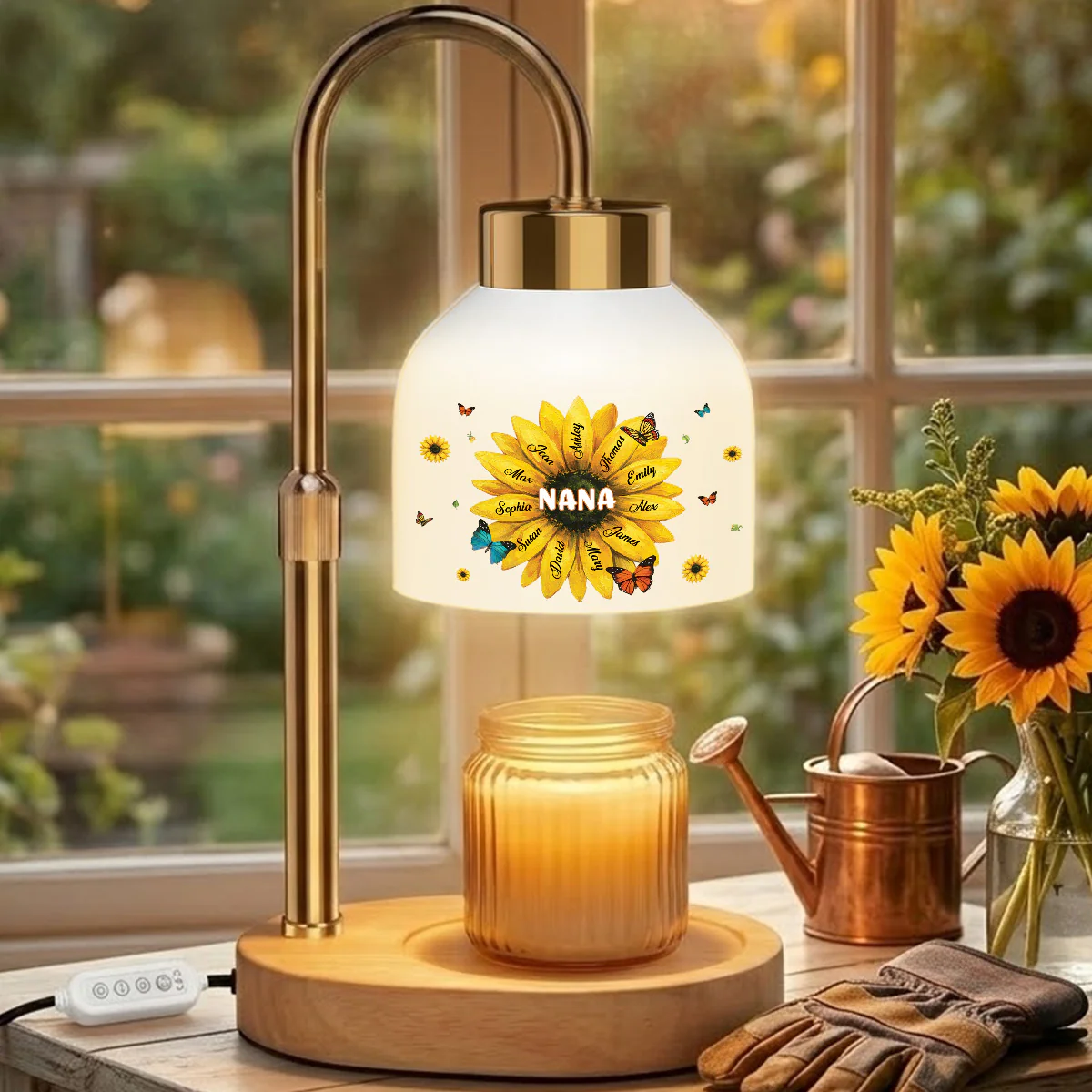 Grandma Sunflower Custom Kids Names - Personalized Candle Warmer Lamp - Gift For Grandma, Mom - Image 4