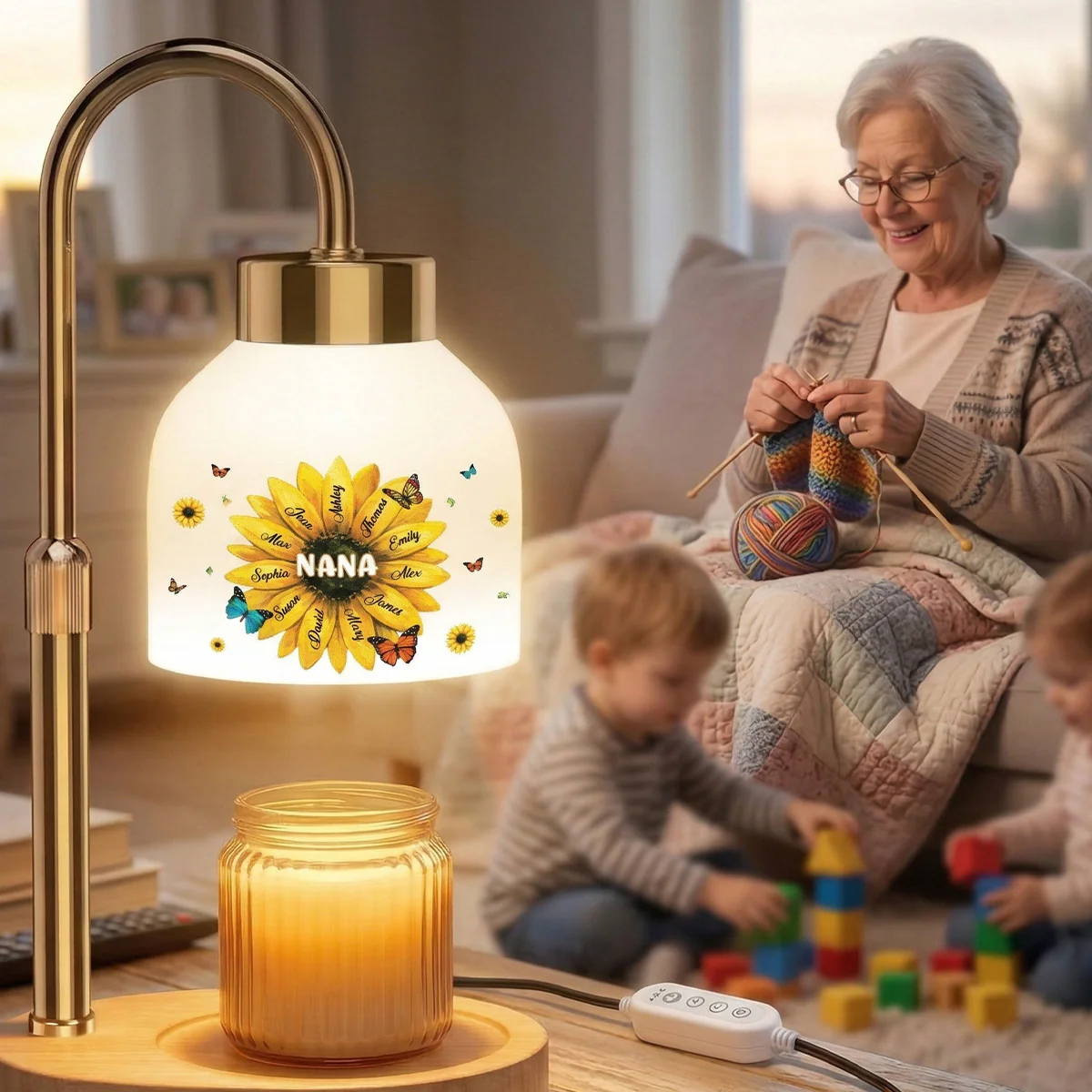 Grandma Sunflower Custom Kids Names - Personalized Candle Warmer Lamp - Gift For Grandma, Mom - Image 9
