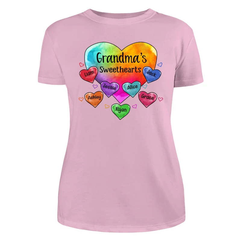 Grandma Sweethearts Pattern Personalized Light Shirt - Image 11