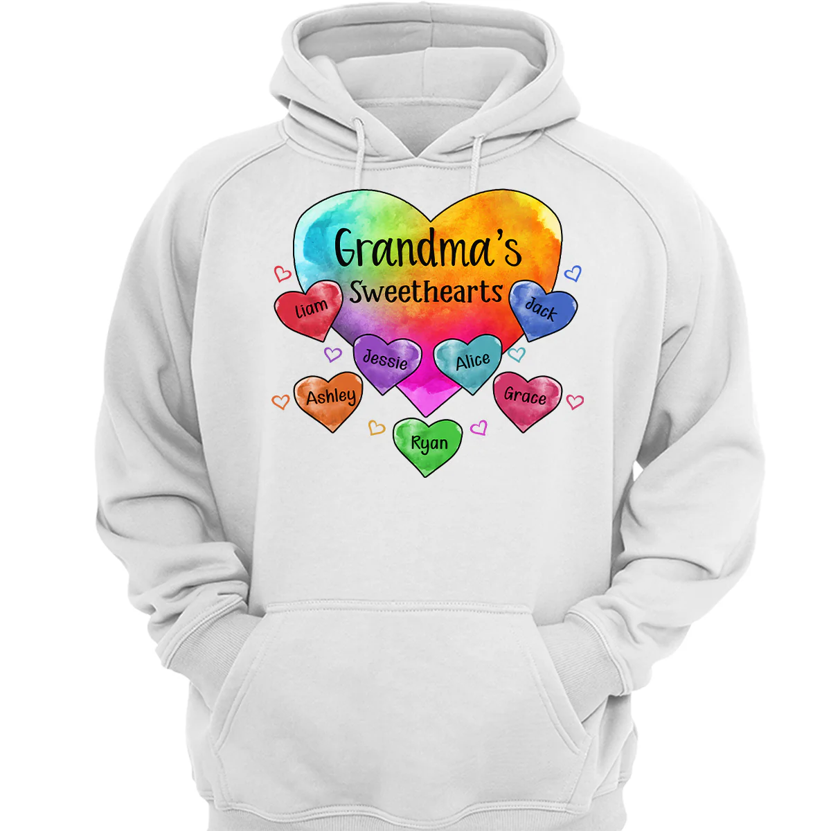 Grandma Sweethearts Pattern Personalized Light Shirt - Image 3
