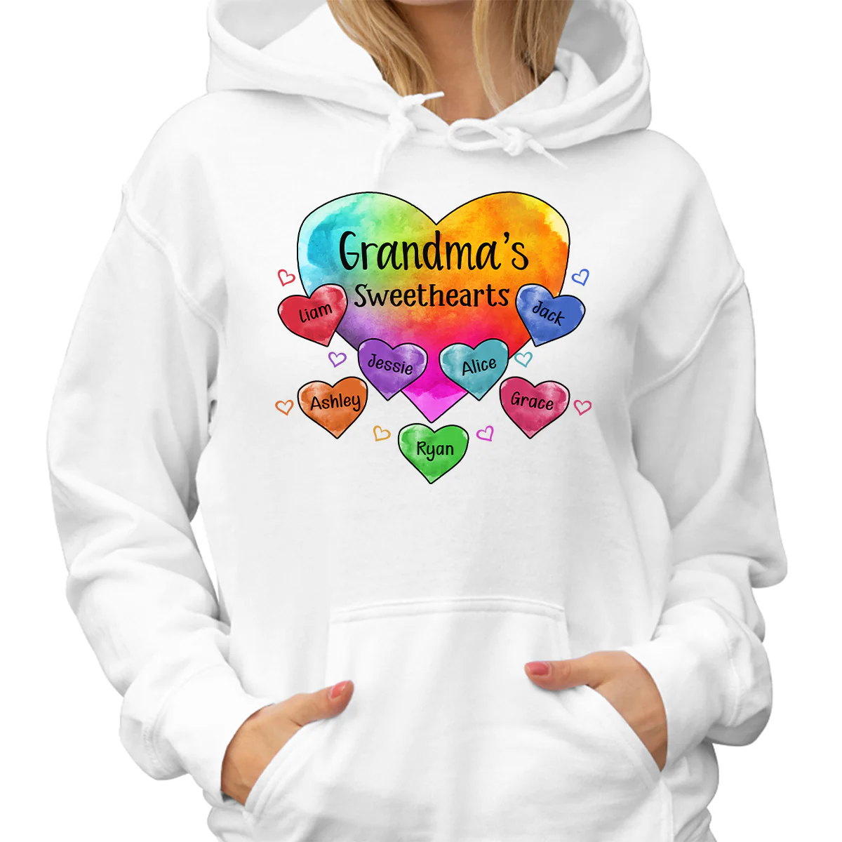 Grandma Sweethearts Pattern Personalized Light Shirt - Image 4