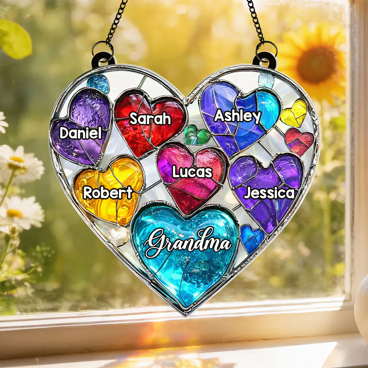 Grandma' Sweethearts - Personalized Suncatcher - Mother's Day Gift for Grandma, Mom, Wife - Image 3