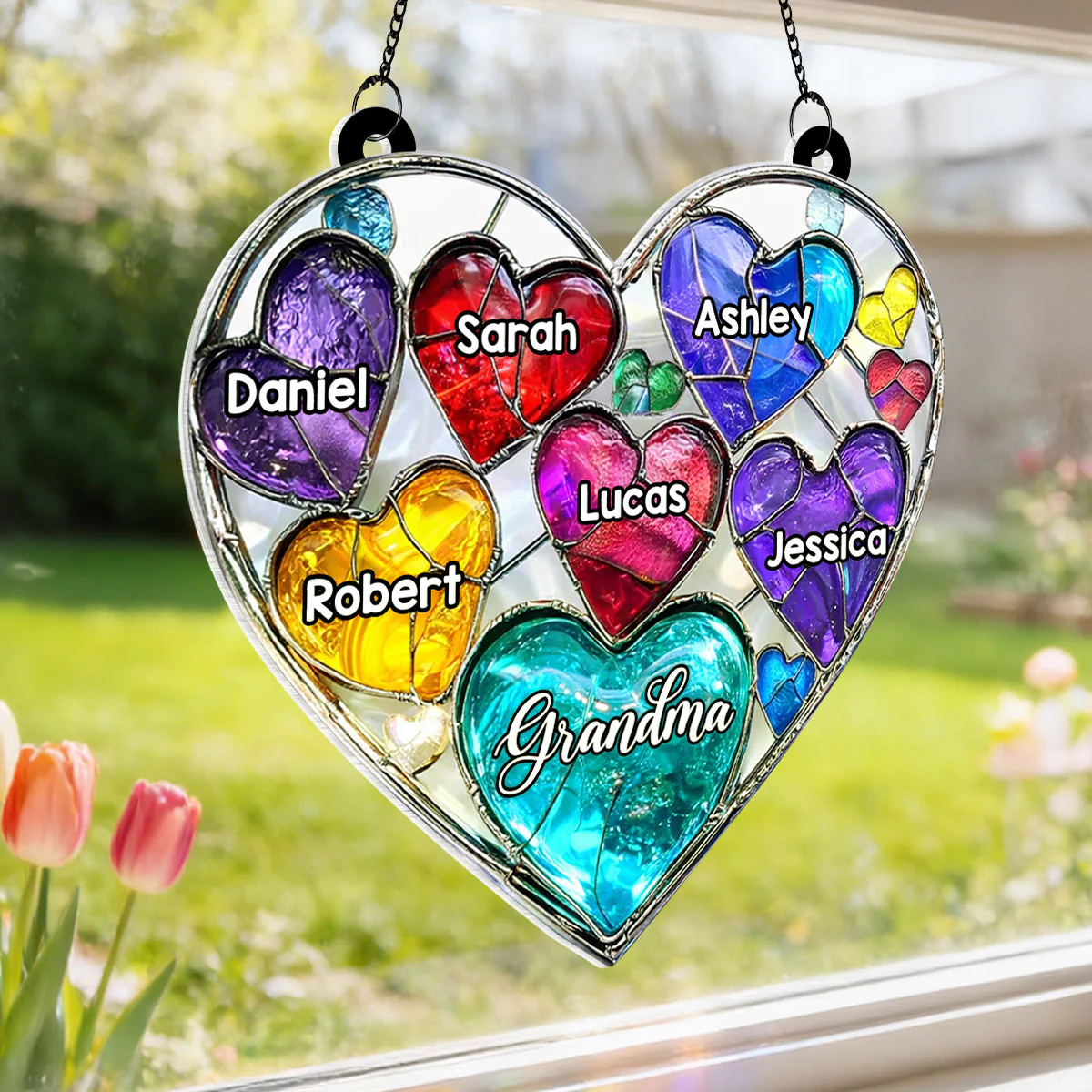 Grandma' Sweethearts - Personalized Suncatcher - Mother's Day Gift for Grandma, Mom, Wife - Image 5
