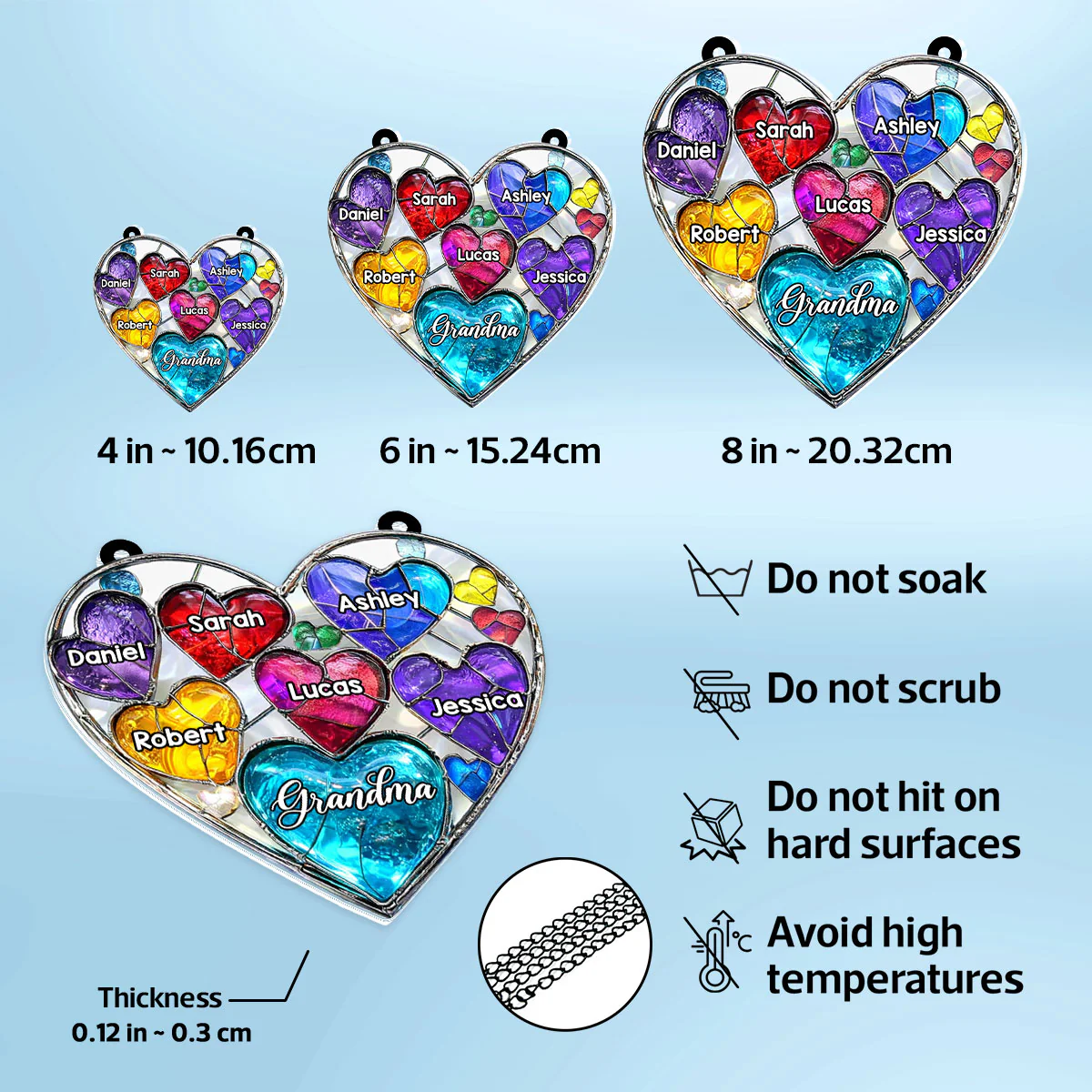 Grandma' Sweethearts - Personalized Suncatcher - Mother's Day Gift for Grandma, Mom, Wife - Image 6
