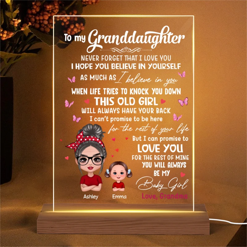 Grandma To My Granddaughter Grandson Personalized Rectangle Acrylic Plaque LED Lamp Night Light - Image 4