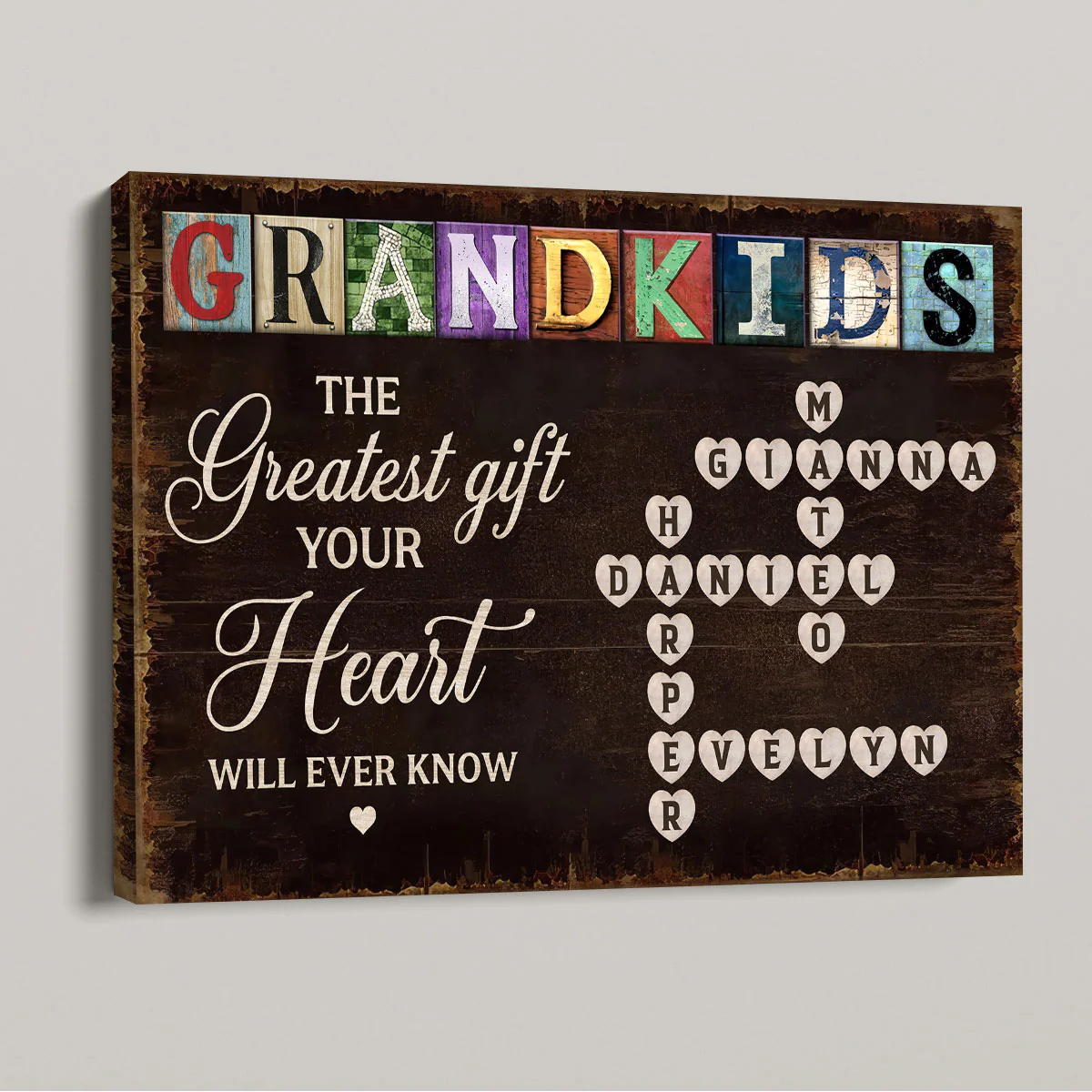 Grandma To Us You Are The World Crossword Puzzle Art Personalized Wrapped Canvas - Image 6