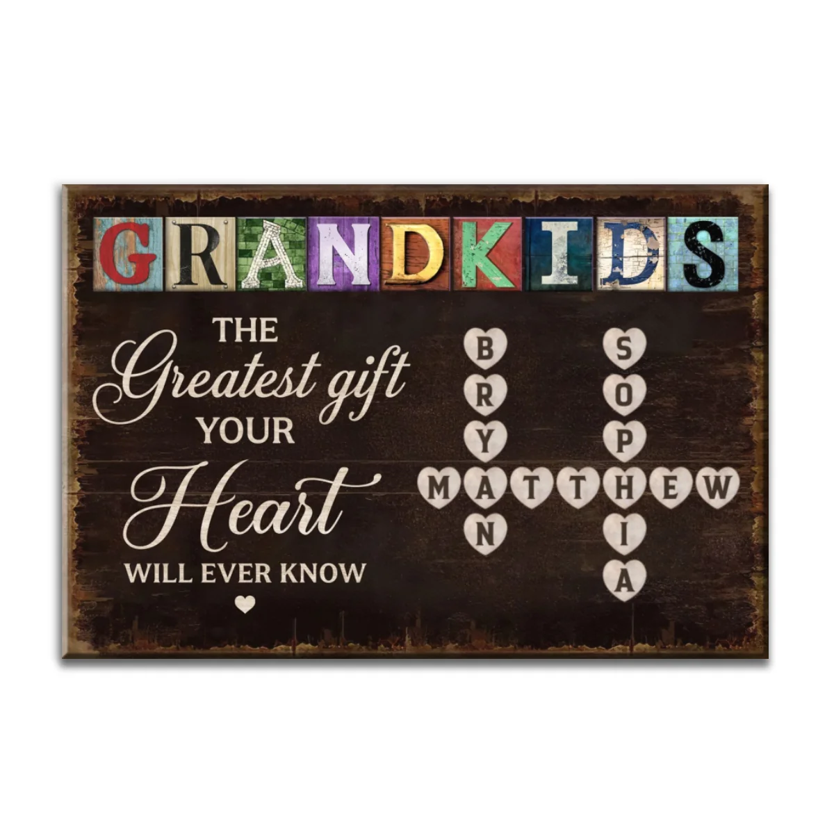 Grandma To Us You Are The World Crossword Puzzle Art Personalized Wrapped Canvas - Image 8