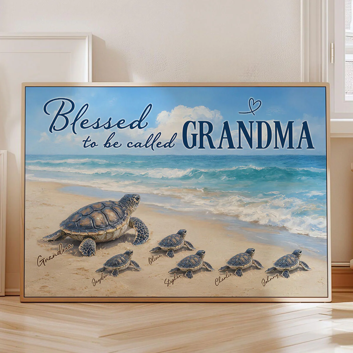 Grandma Turtle's Little Grandkids by the Shore - Personalized Poster - Mother's Day Gift For Mom, Grandma - Image 3