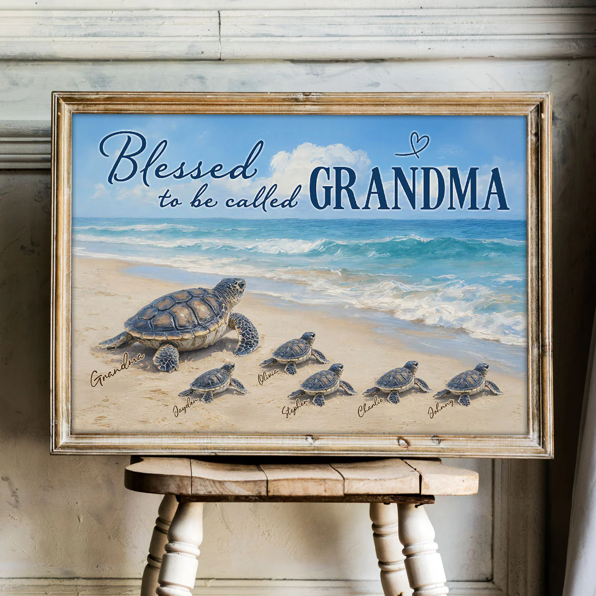Grandma Turtle's Little Grandkids by the Shore - Personalized Poster - Mother's Day Gift For Mom, Grandma - Image 5