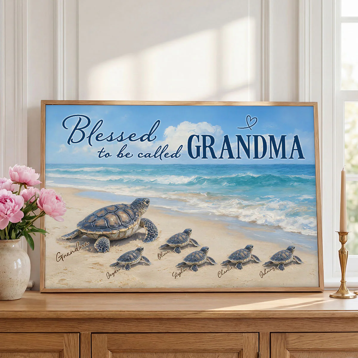 Grandma Turtle's Little Grandkids by the Shore - Personalized Poster - Mother's Day Gift For Mom, Grandma - Image 8