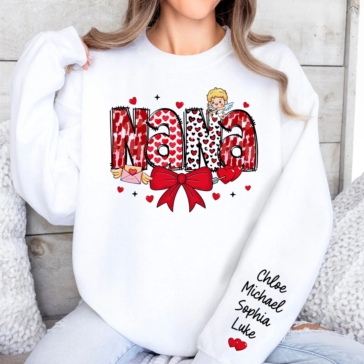 Grandma Personalized Sleeve Printed Sweatshirt, Gift For Grandma - Image 5