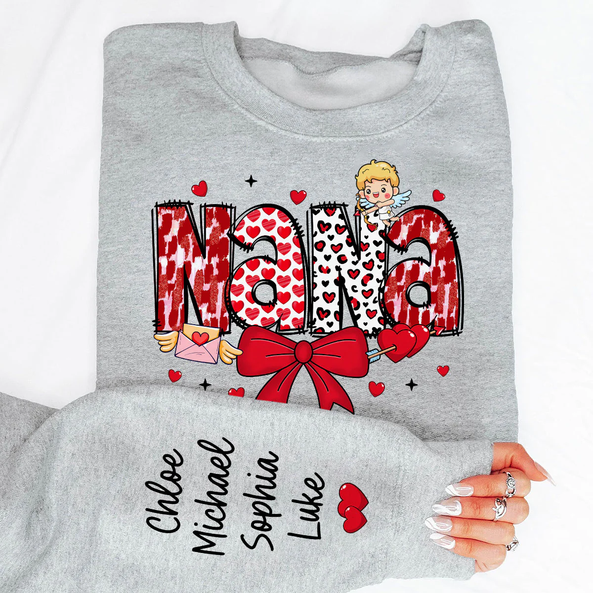 Grandma Personalized Sleeve Printed Sweatshirt, Gift For Grandma - Image 9
