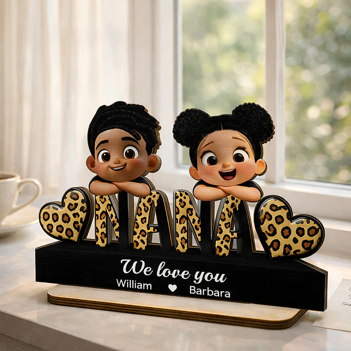 Grandma We Love You Leopard Pattern - Personalized 2-Layered Wooden Plaque - Heartfelt Gift for Grandma - Image 6