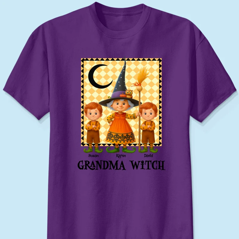 Grandma Witch & Cute Grandkids Personalized Sweatshirt, Halloween Cozy Fall Sweatshirt for Grandma - Image 12