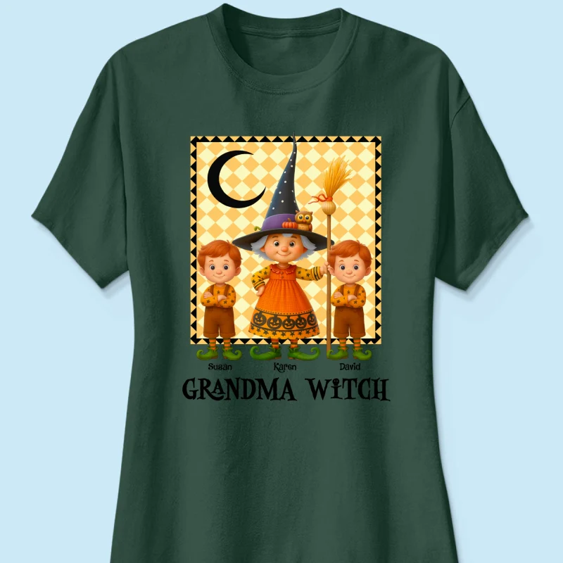 Grandma Witch & Cute Grandkids Personalized Sweatshirt, Halloween Cozy Fall Sweatshirt for Grandma - Image 32