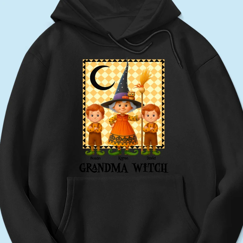 Grandma Witch & Cute Grandkids Personalized Sweatshirt, Halloween Cozy Fall Sweatshirt for Grandma - Image 42