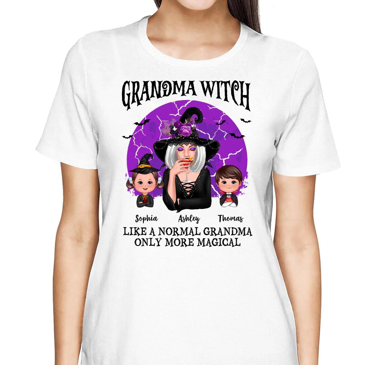 Grandma Witch Full Moon Halloween Personalized Shirt - Image 2