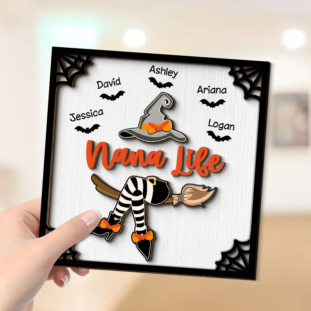 Grandma Witch Halloween Personalized 2-Layer Wooden Plaque, Gift For Grandma - Image 4