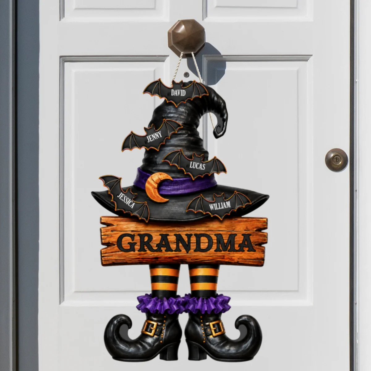 Grandma Witch Hat - Personalized Wooden Door Sign - Halloween Decor for Grandma - Image 12