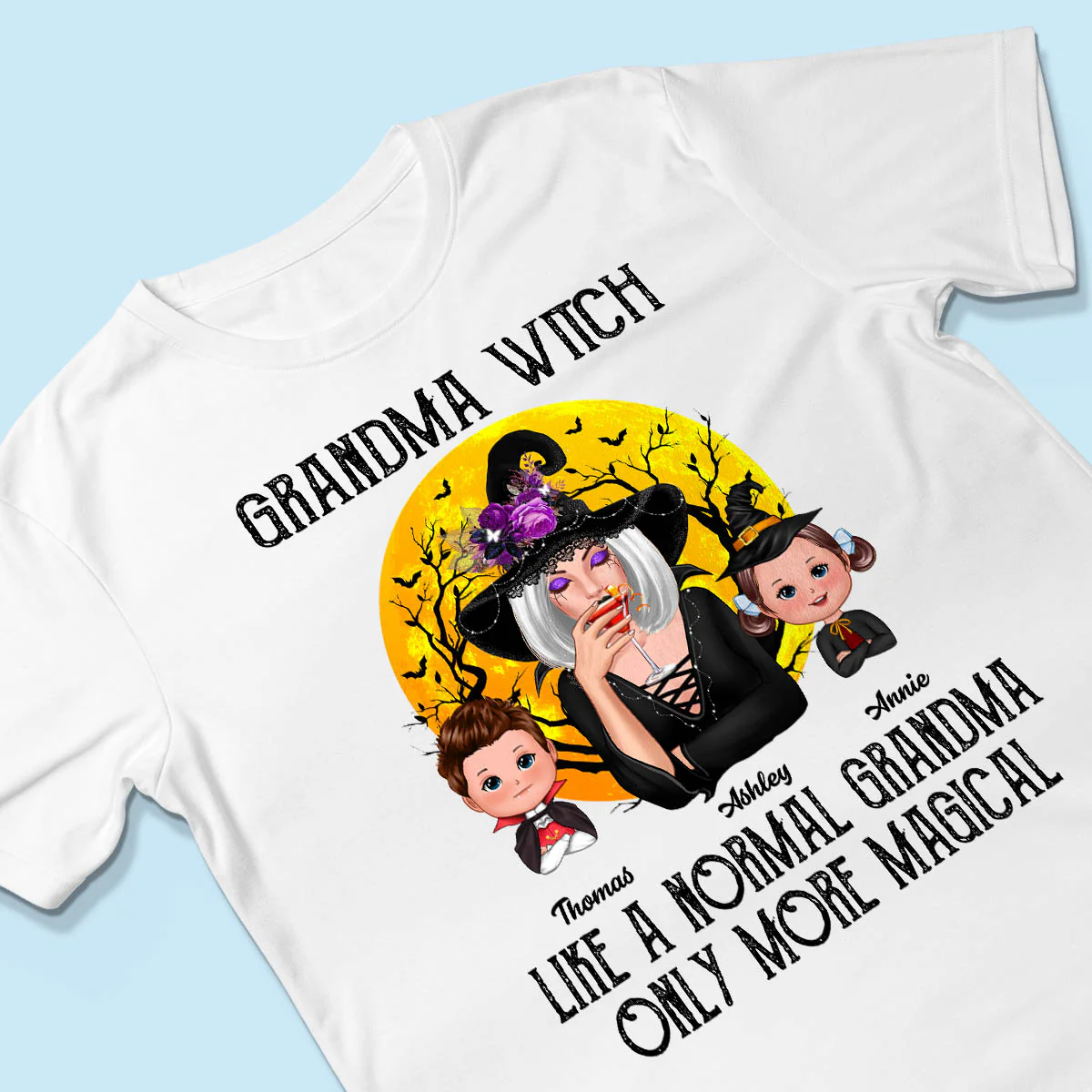 Grandma Witch Like Normal Grandma More Magical Halloween Personalized Shirt - Image 3