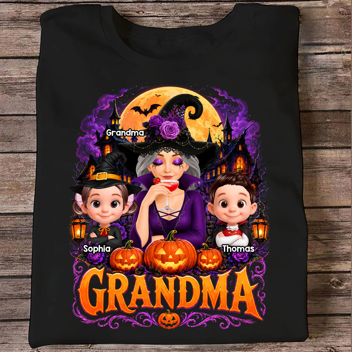 Grandma Witch Magical - Personalized Shirt - Trendy Halloween Tee for Grandma