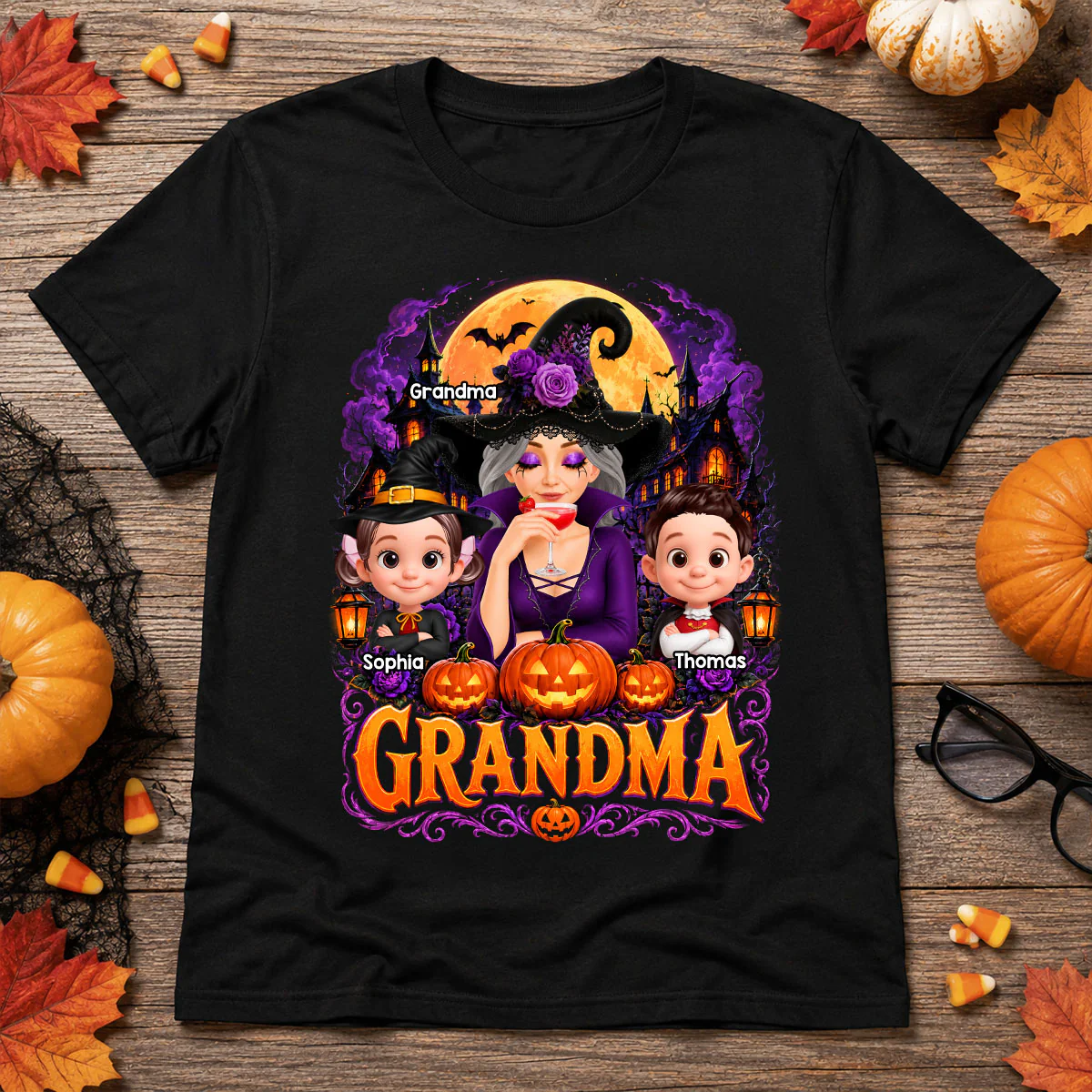 Grandma Witch Magical - Personalized Shirt - Trendy Halloween Tee for Grandma - Image 2