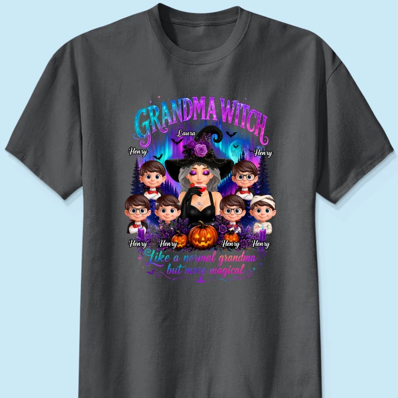 Grandma Witch More Magical Neon Light - Personalized Shirt - Trendy Halloween Tee for Grandma - Image 10