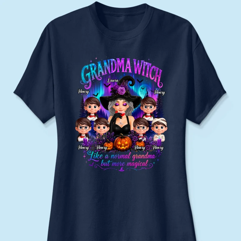 Grandma Witch More Magical Neon Light - Personalized Shirt - Trendy Halloween Tee for Grandma - Image 13
