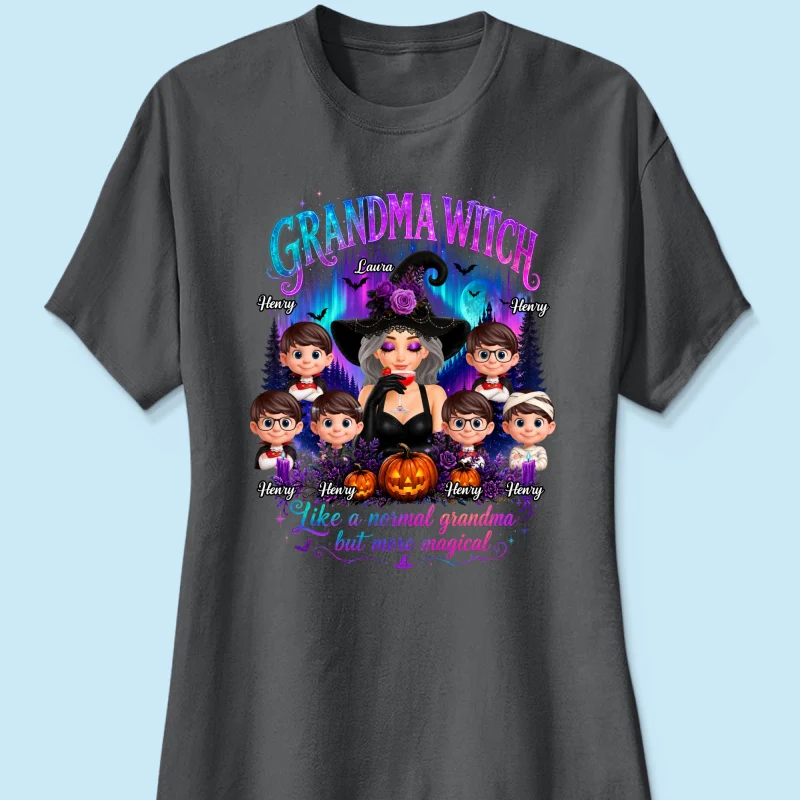 Grandma Witch More Magical Neon Light - Personalized Shirt - Trendy Halloween Tee for Grandma - Image 14
