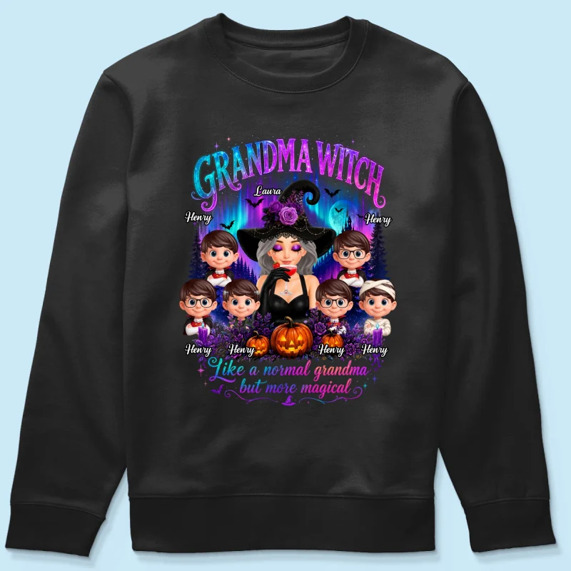 Grandma Witch More Magical Neon Light - Personalized Shirt - Trendy Halloween Tee for Grandma - Image 16