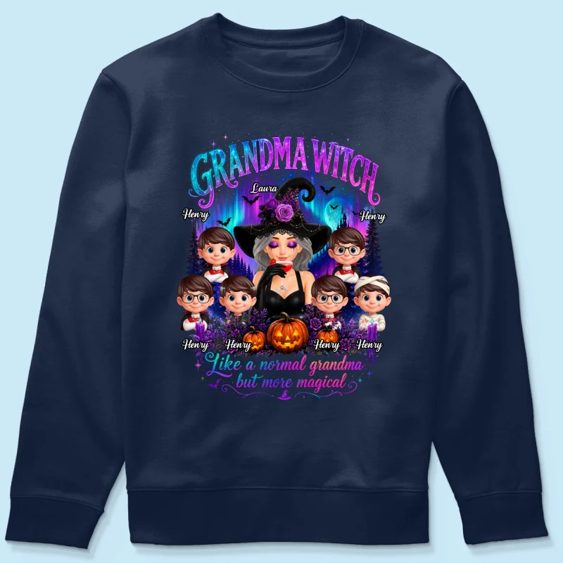 Grandma Witch More Magical Neon Light - Personalized Shirt - Trendy Halloween Tee for Grandma - Image 17