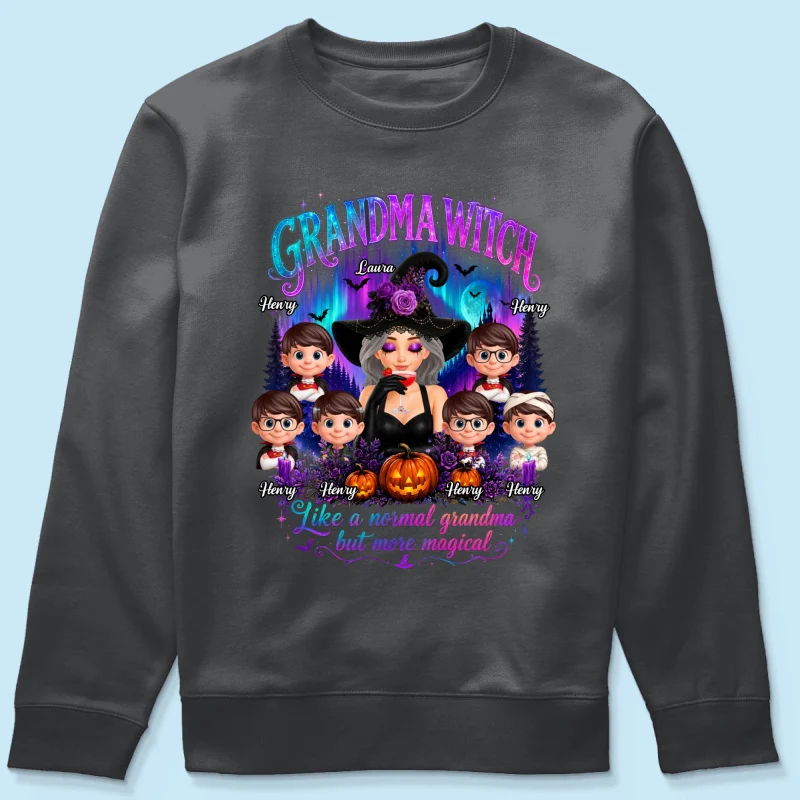 Grandma Witch More Magical Neon Light - Personalized Shirt - Trendy Halloween Tee for Grandma - Image 18