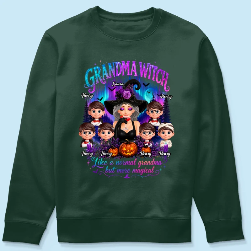 Grandma Witch More Magical Neon Light - Personalized Shirt - Trendy Halloween Tee for Grandma - Image 19