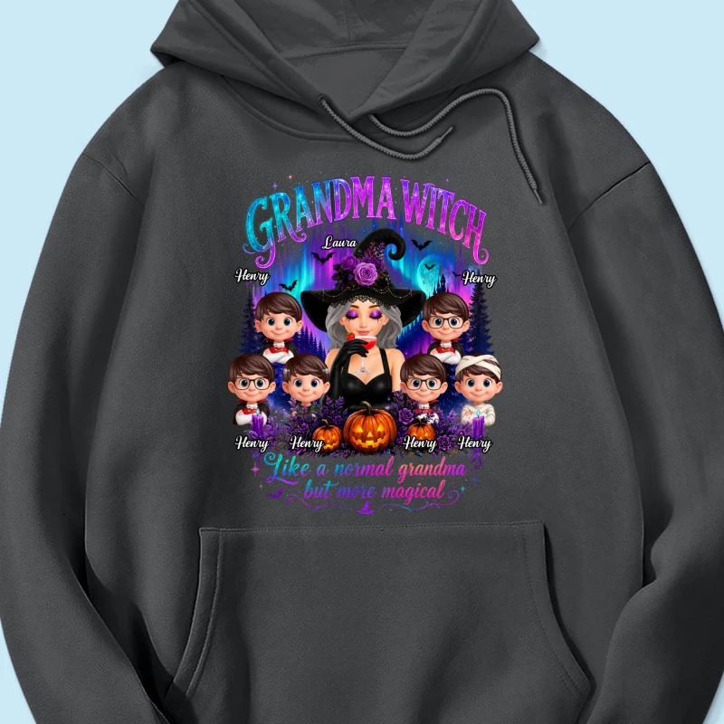 Grandma Witch More Magical Neon Light - Personalized Shirt - Trendy Halloween Tee for Grandma - Image 22