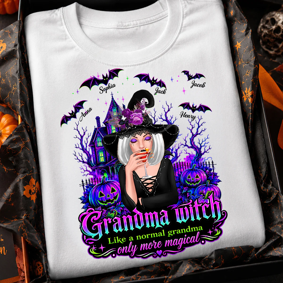 Grandma Witch More Magical - Personalized Shirt - Halloween Spooky Scene, Gift for Grandma - Image 3