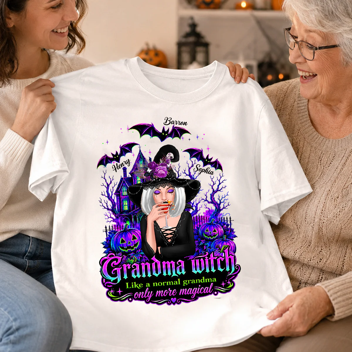 Grandma Witch More Magical - Personalized Shirt - Halloween Spooky Scene, Gift for Grandma - Image 4