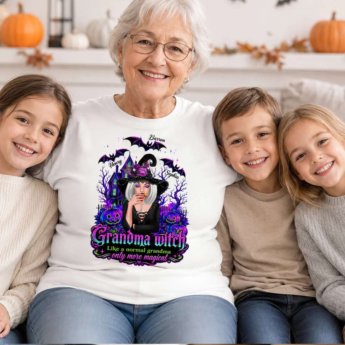 Grandma Witch More Magical - Personalized Shirt - Halloween Spooky Scene, Gift for Grandma - Image 5