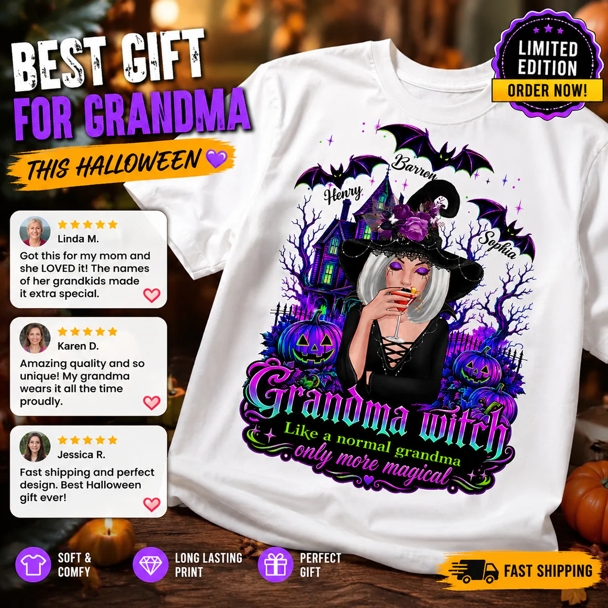 Grandma Witch More Magical - Personalized Shirt - Halloween Spooky Scene, Gift for Grandma - Image 7