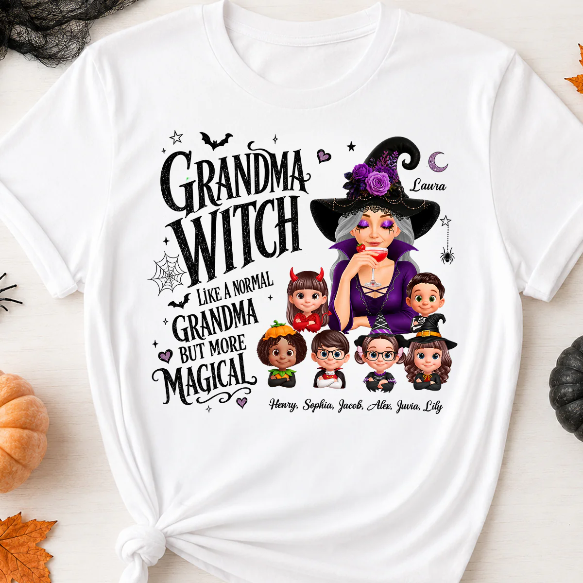 Grandma Witch More Magical - Personalized Shirt - Trendy Halloween Tee for Grandma - Image 5