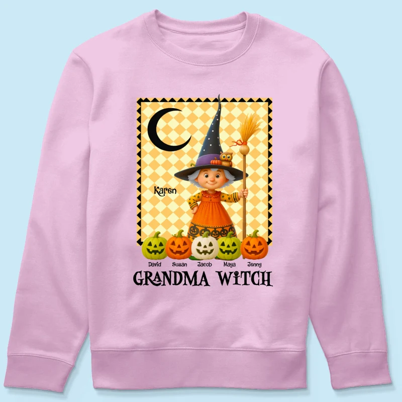 Grandma Witch Pumpkin Personalized Sweatshirt, Halloween Cozy Fall Sweatshirt for Grandma - Image 10