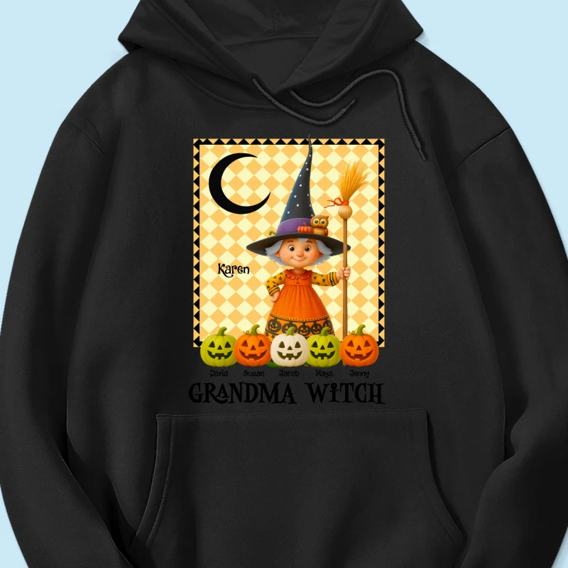 Grandma Witch Pumpkin Personalized Sweatshirt, Halloween Cozy Fall Sweatshirt for Grandma - Image 15