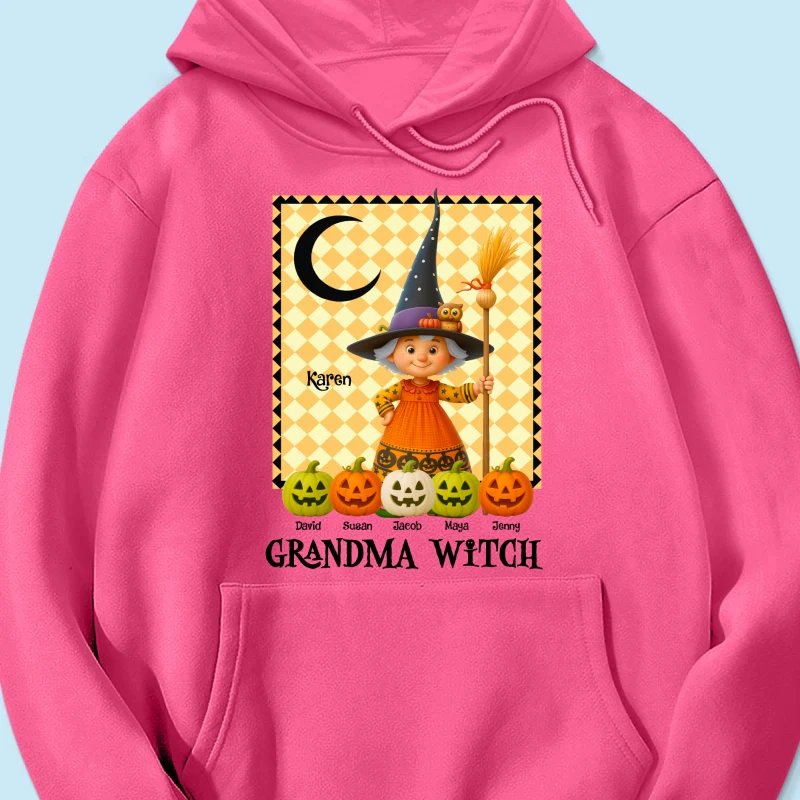 Grandma Witch Pumpkin Personalized Sweatshirt, Halloween Cozy Fall Sweatshirt for Grandma - Image 29
