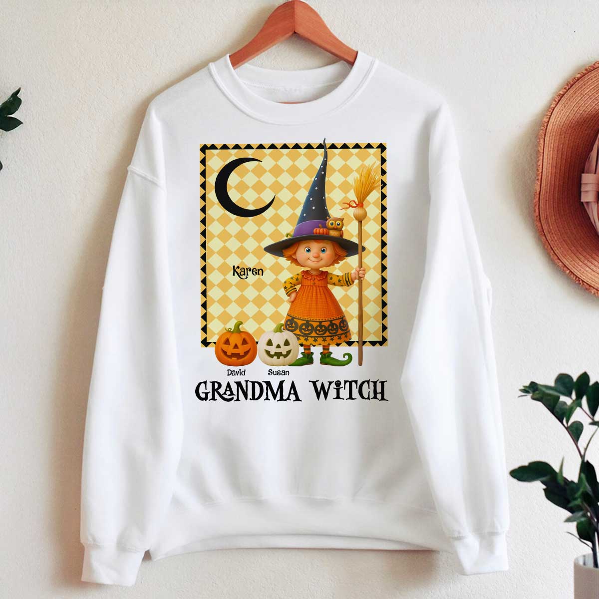 Grandma Witch Pumpkin Personalized Sweatshirt, Halloween Cozy Fall Sweatshirt for Grandma - Image 32