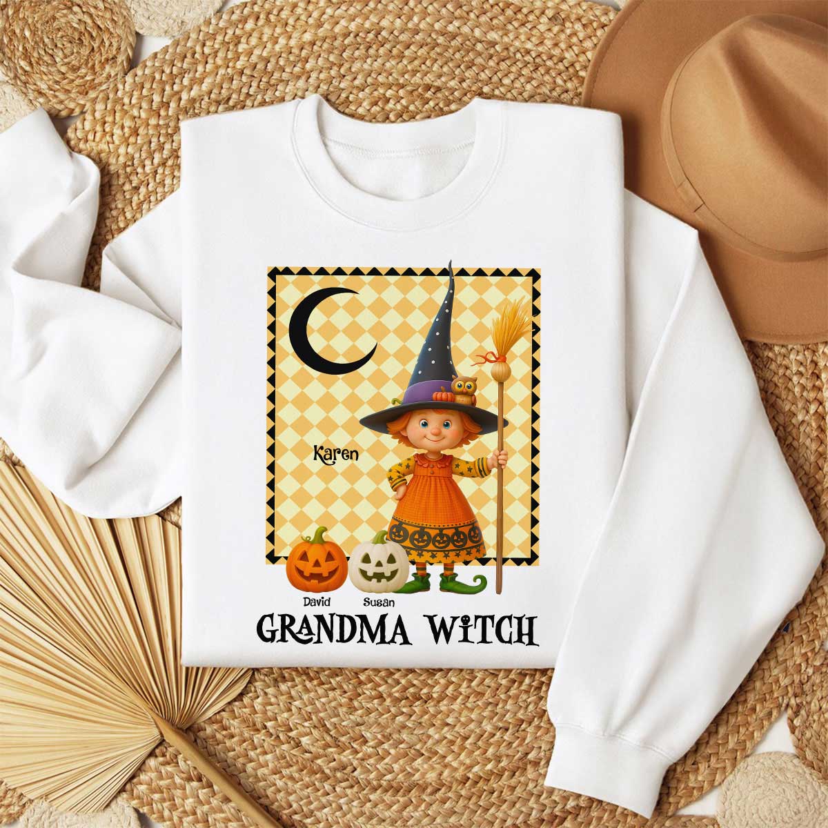 Grandma Witch Pumpkin Personalized Sweatshirt, Halloween Cozy Fall Sweatshirt for Grandma - Image 37