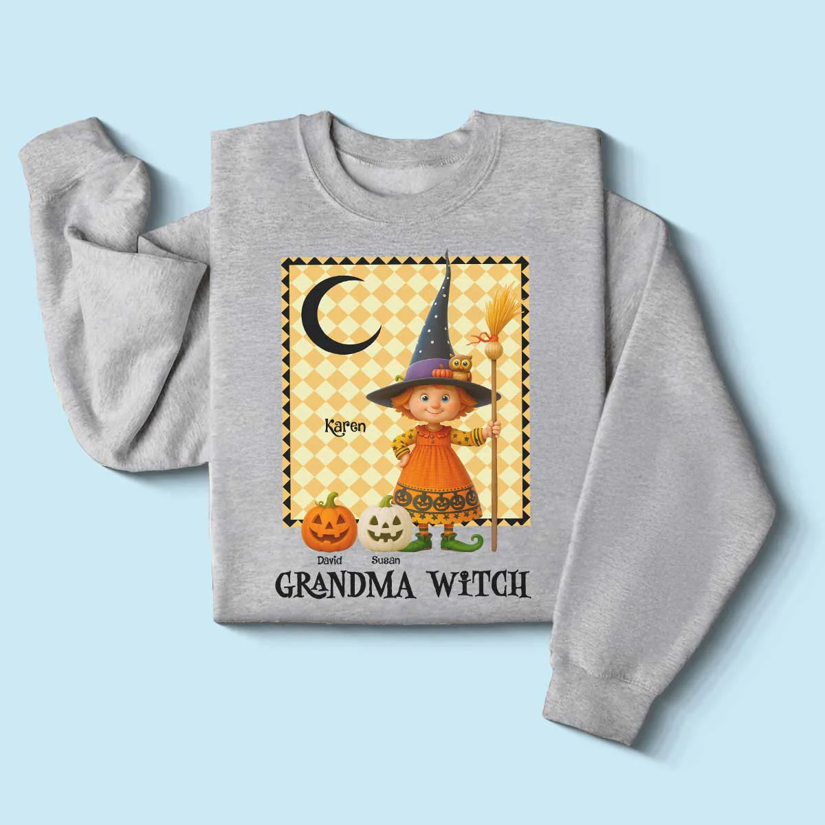 Grandma Witch Pumpkin Personalized Sweatshirt, Halloween Cozy Fall Sweatshirt for Grandma - Image 38
